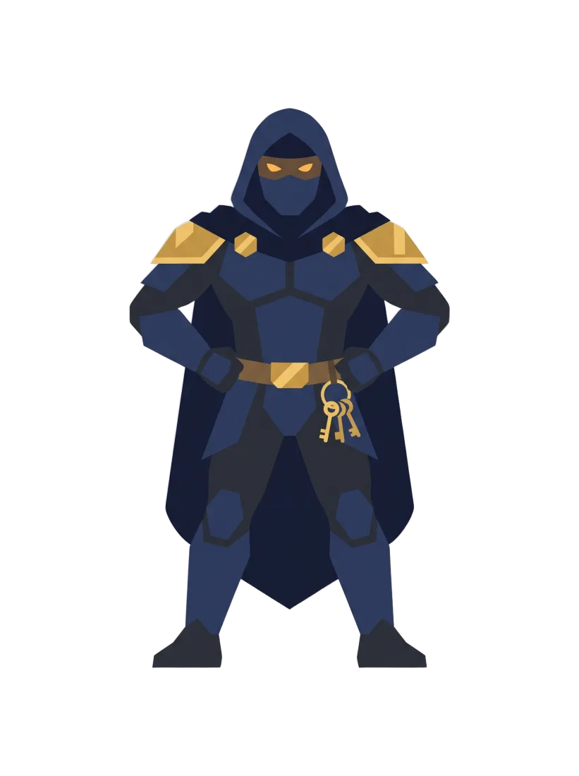 Lock Man, the Locksmith Hero mascot, standing on a St. Louis street at night